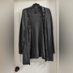 Style & Co. Charcoal Gray Ruffle Cardigan